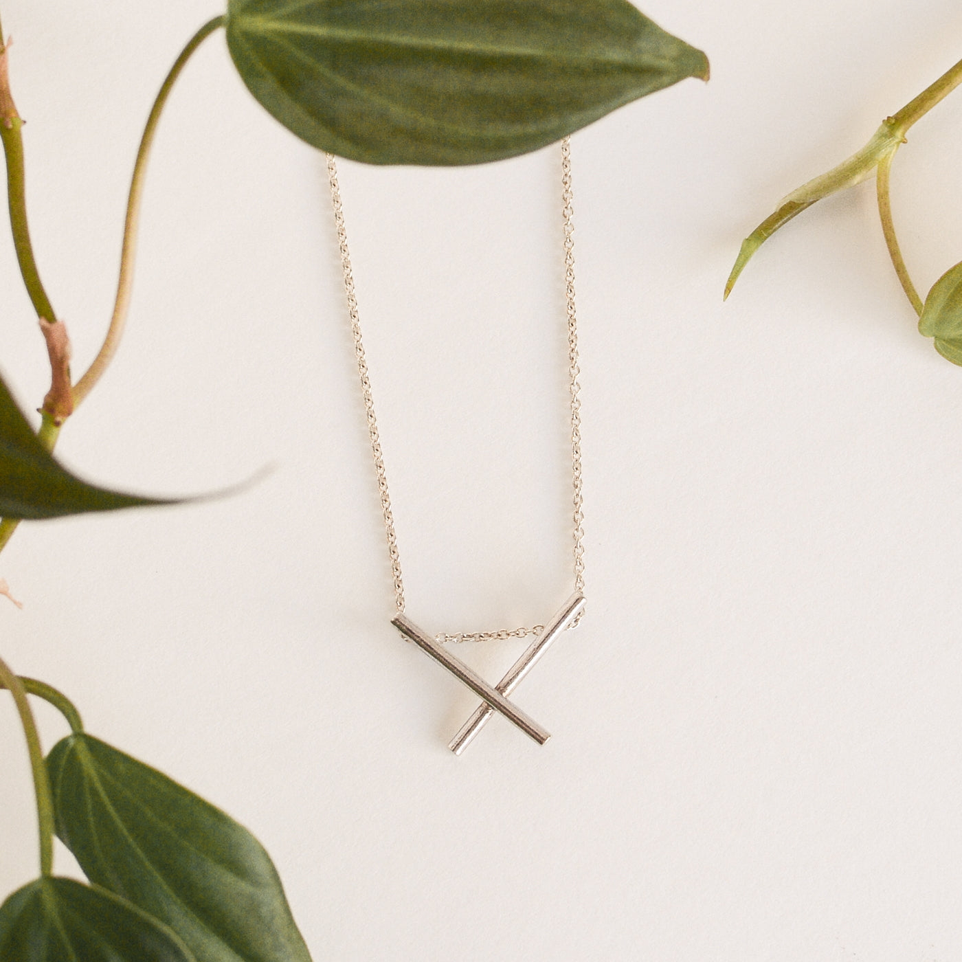 Mini Silver X Necklace