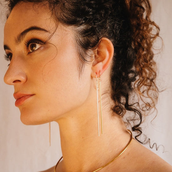 Silver bar earrings on sale